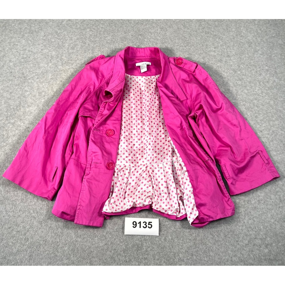 Lucy & Laurel Trench Coat Womens XL Pink Satin Cotton Stretch Double Breasted